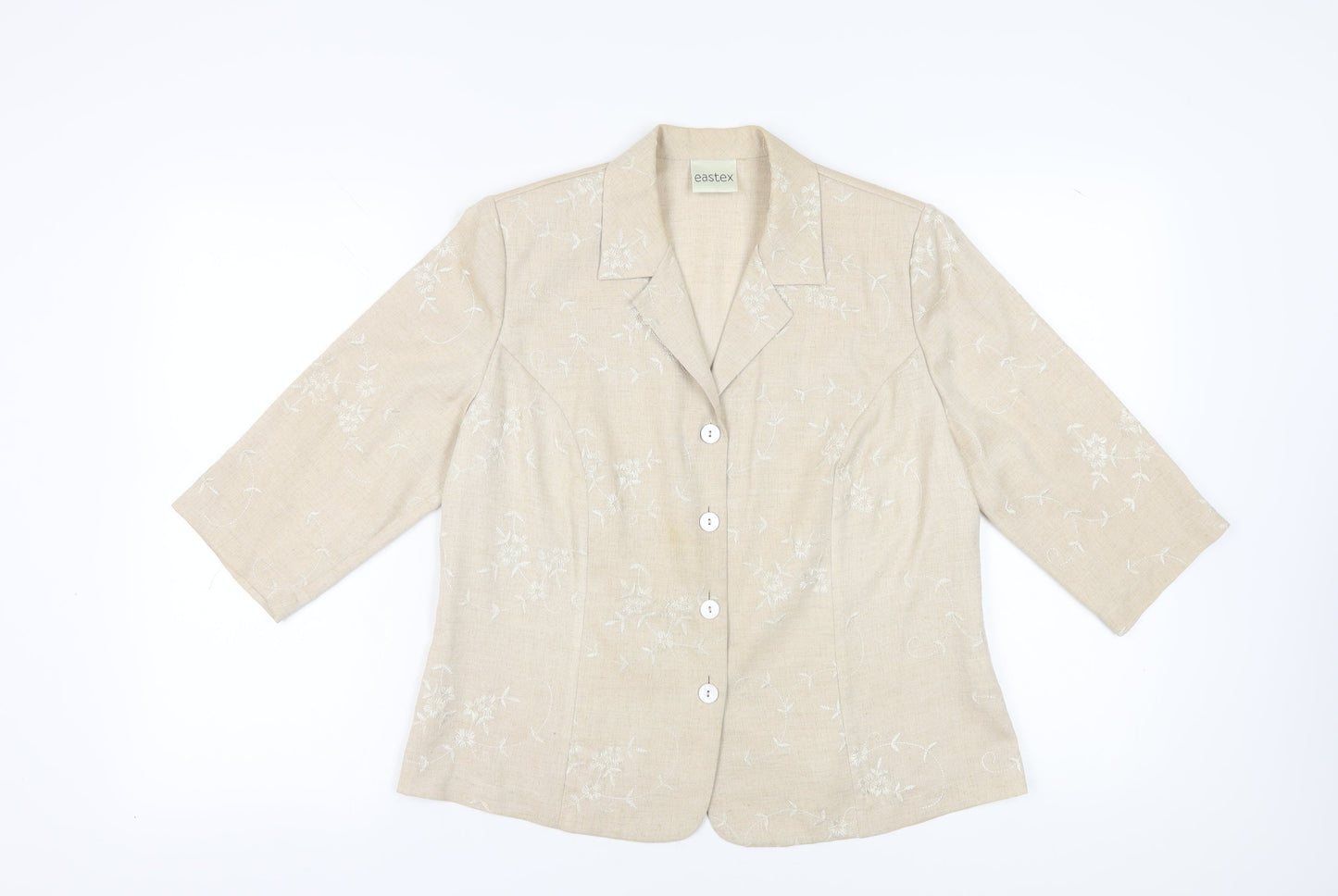 Eastex Beige Women's Blazer, Size 14, Floral Pattern
