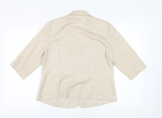 Eastex Beige Women's Blazer, Size 14, Floral Pattern