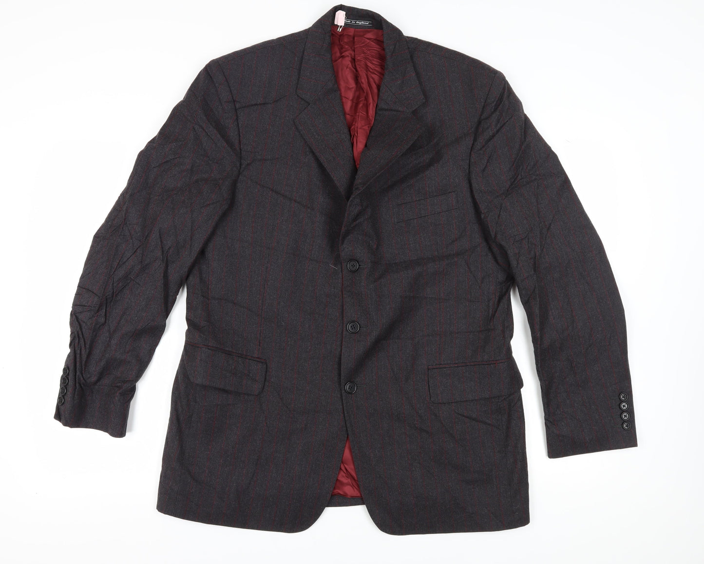 Austin Reed Men's Grey 42R Blazer Wool Striped