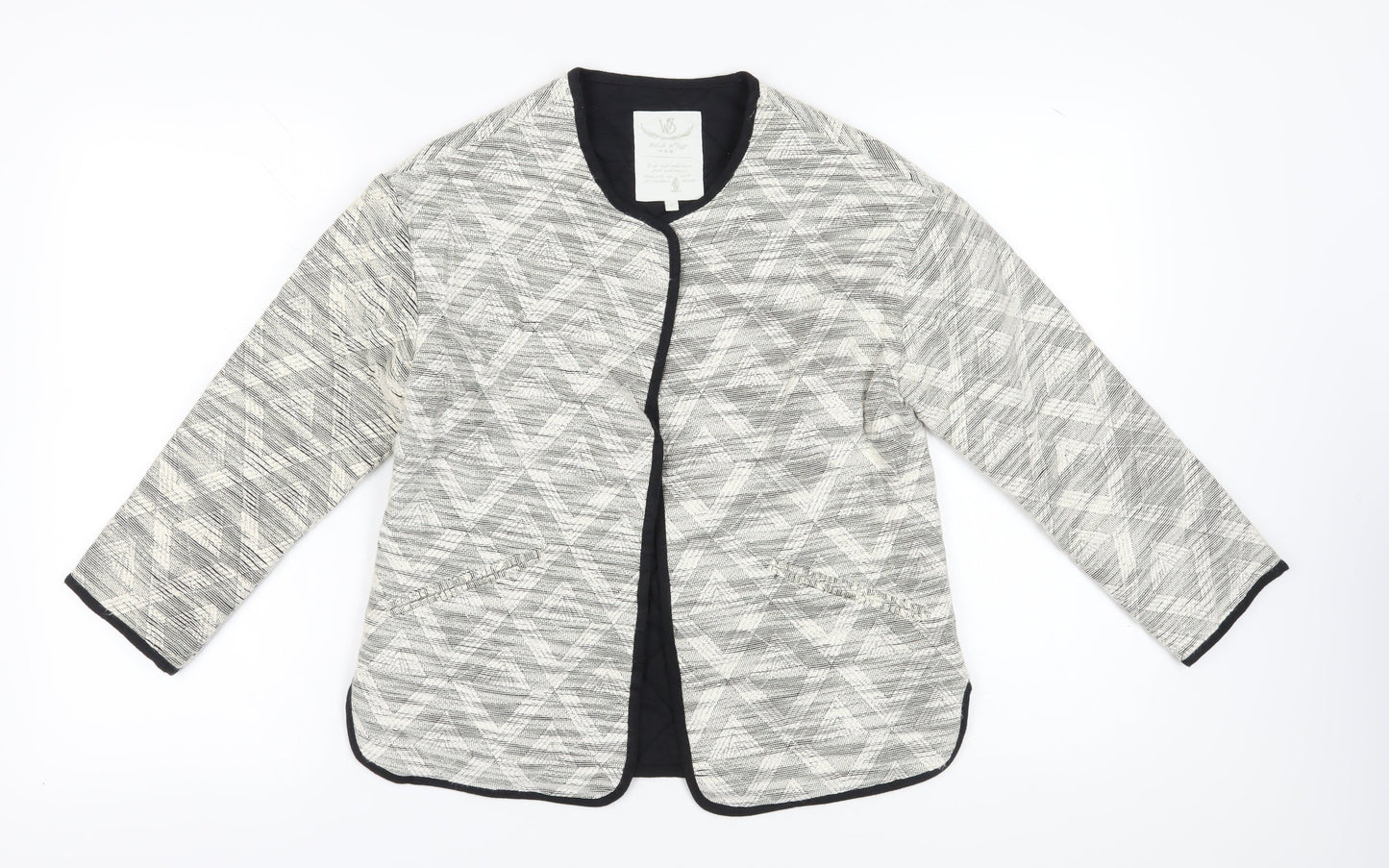 White Stuff Women's Grey Blazer, Size 8, Geometric, Casual