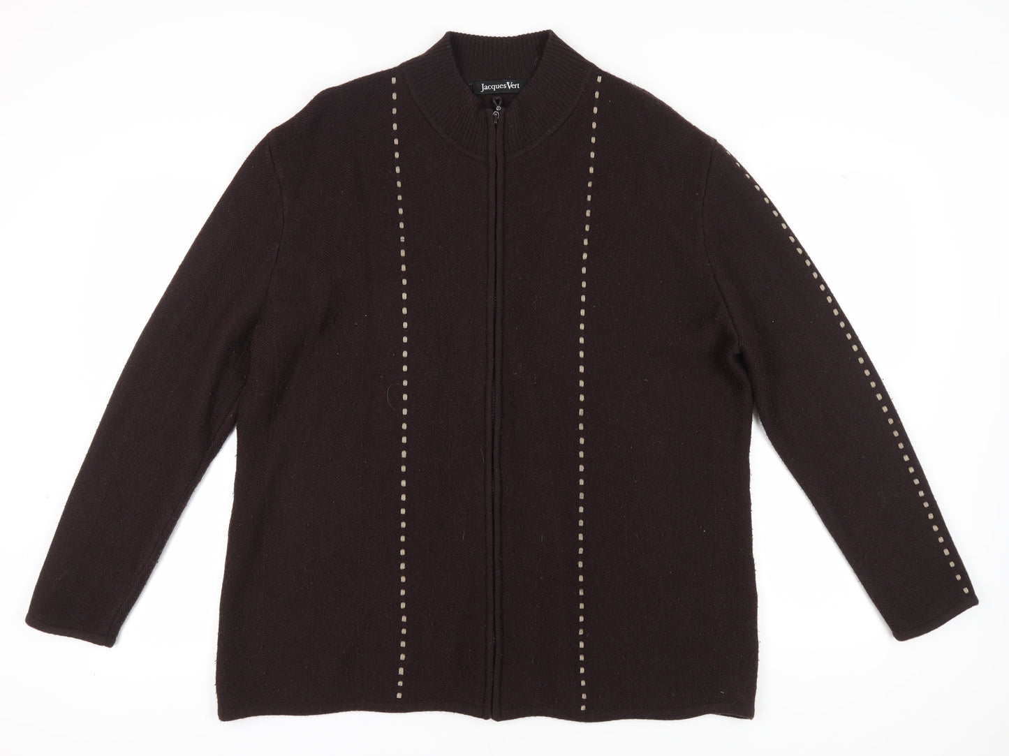 Womens UK Size XL Jacques Vert Brown Full Zip Jumper