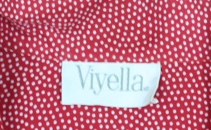 Womens UK Size 14 Viyella Red  Button-Up