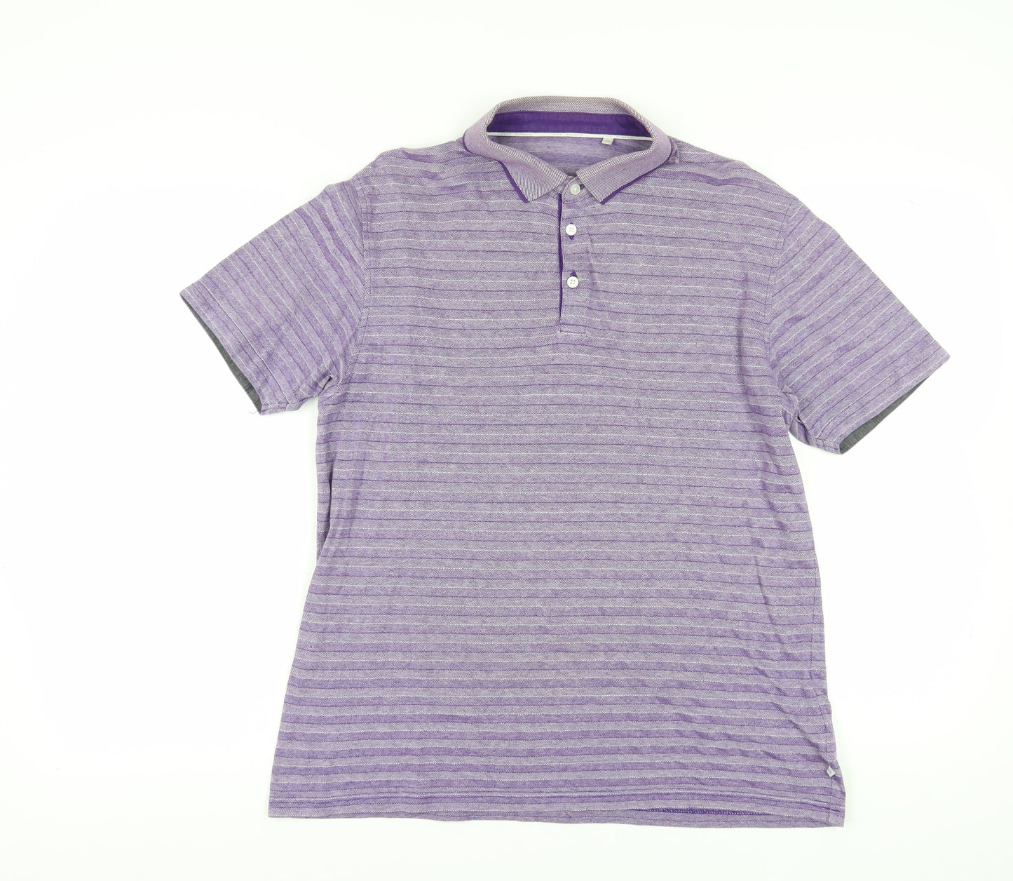 Jeff Banks Men's Purple M Striped Short Sleeve Polo