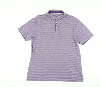 Jeff Banks Men's Purple M Striped Short Sleeve Polo