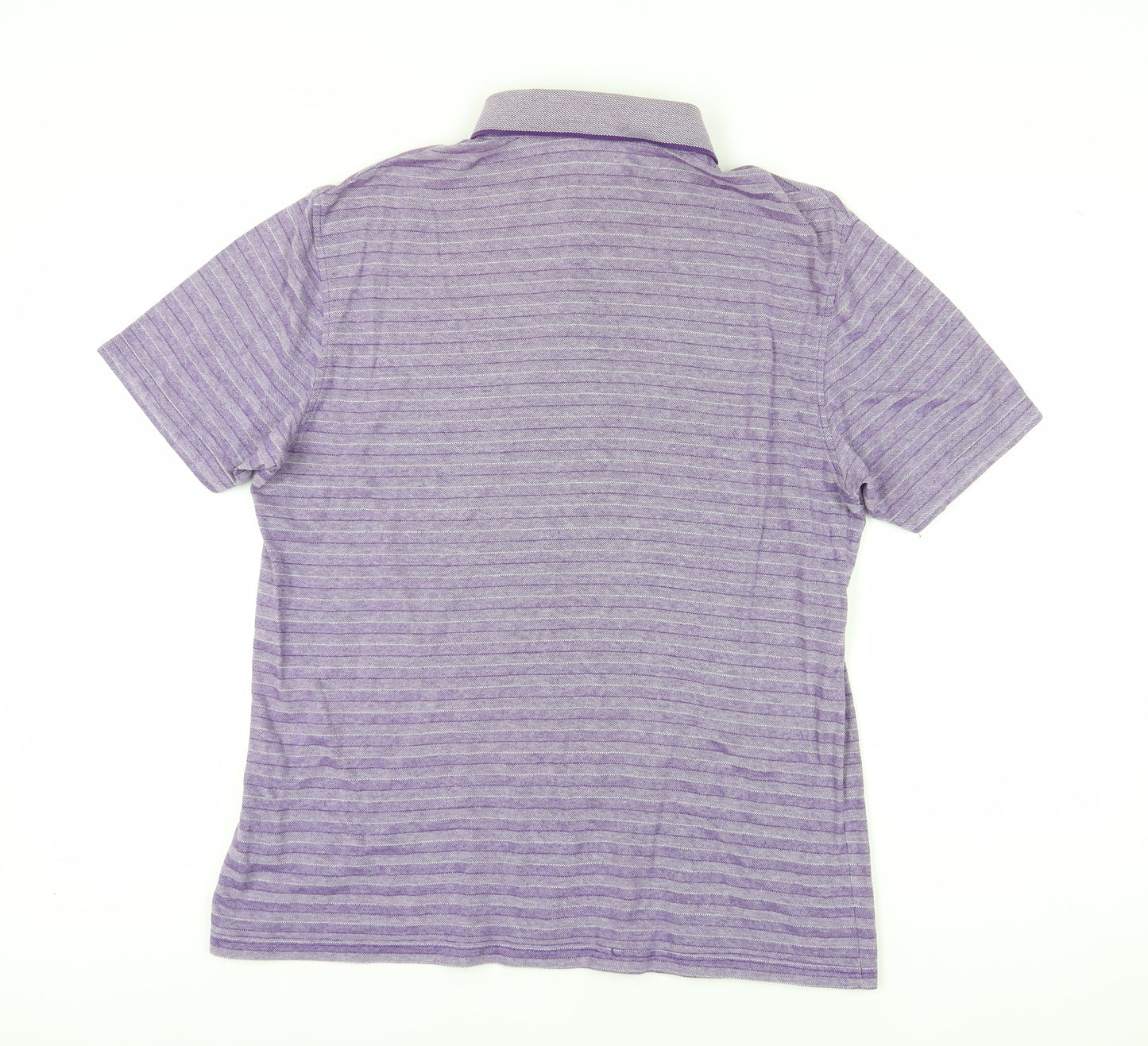 Jeff Banks Men's Purple M Striped Short Sleeve Polo