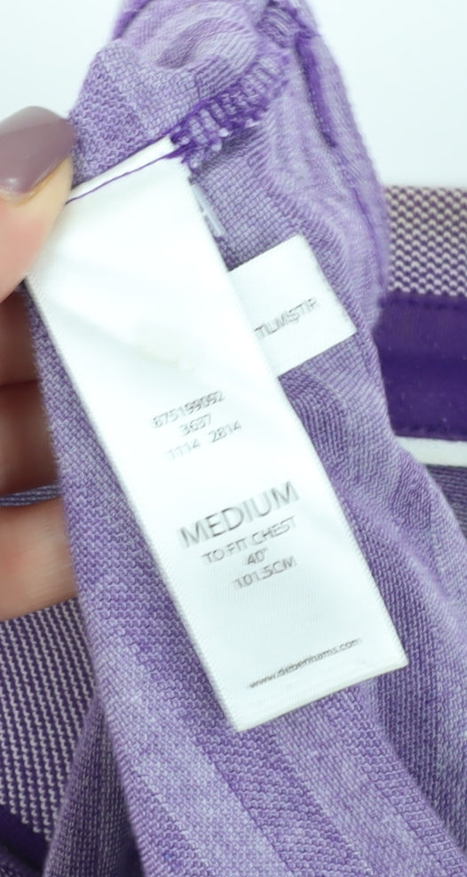 Jeff Banks Men's Purple M Striped Short Sleeve Polo