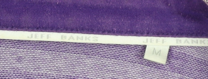 Jeff Banks Men's Purple M Striped Short Sleeve Polo