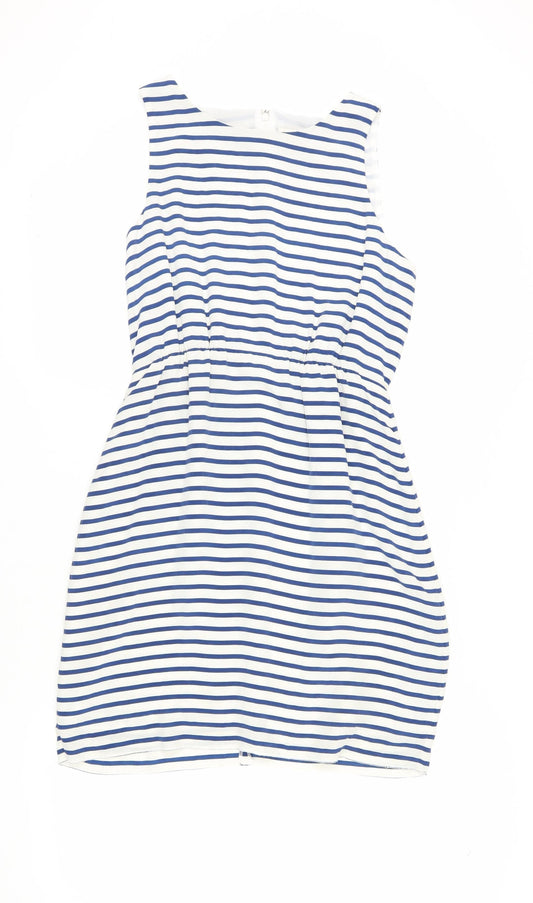 J.Crew Women's Blue Striped Silk Sheath Dress Size 6