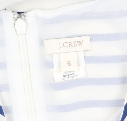 J.Crew Women's Blue Striped Silk Sheath Dress Size 6