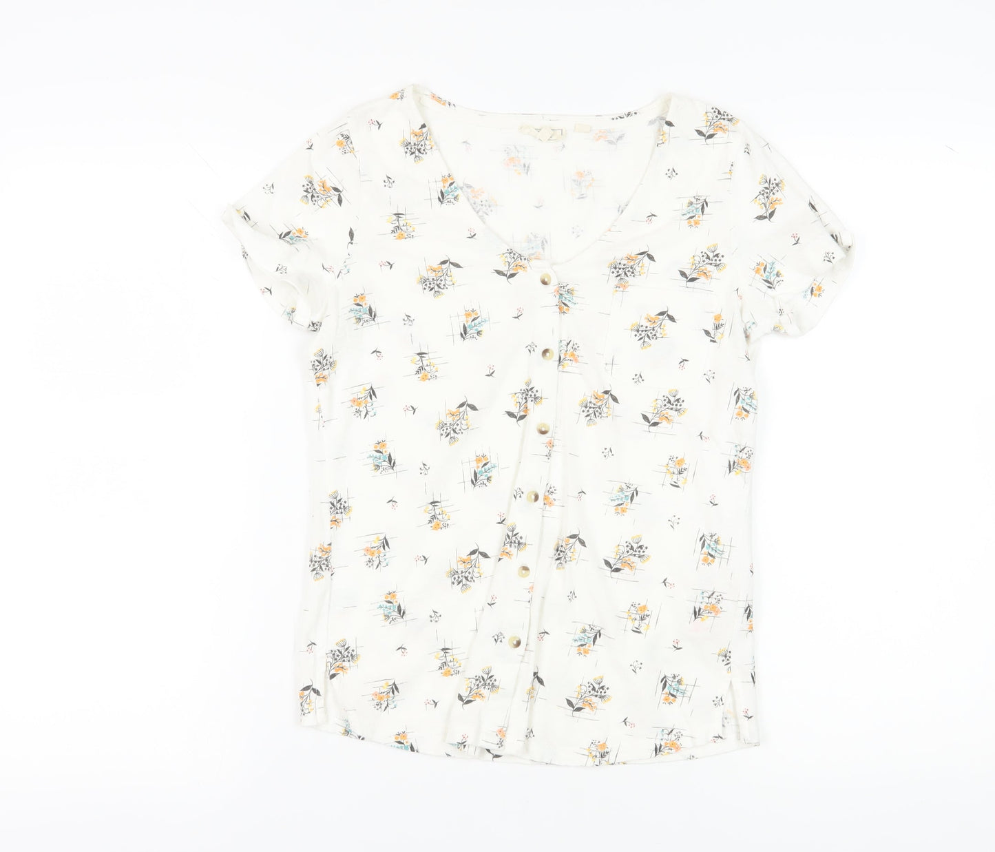 Womens UK Size 6 Fat Face White Basic Button-Up