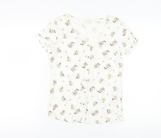Womens UK Size 6 Fat Face White Basic Button-Up