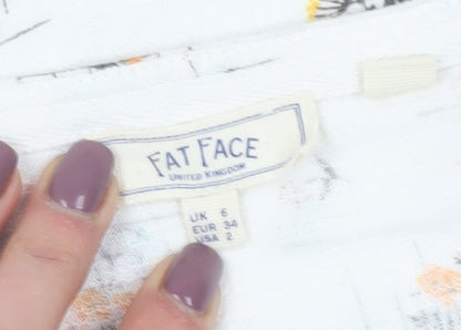 Womens UK Size 6 Fat Face White Basic Button-Up