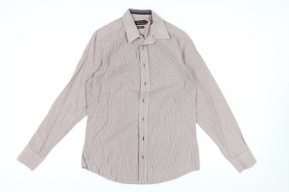 Jeff Banks Striped Mens Slim Fit Red Shirt Small