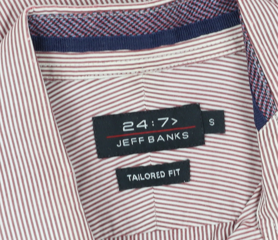 Jeff Banks Striped Mens Slim Fit Red Shirt Small