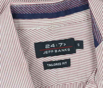 Jeff Banks Striped Mens Slim Fit Red Shirt Small