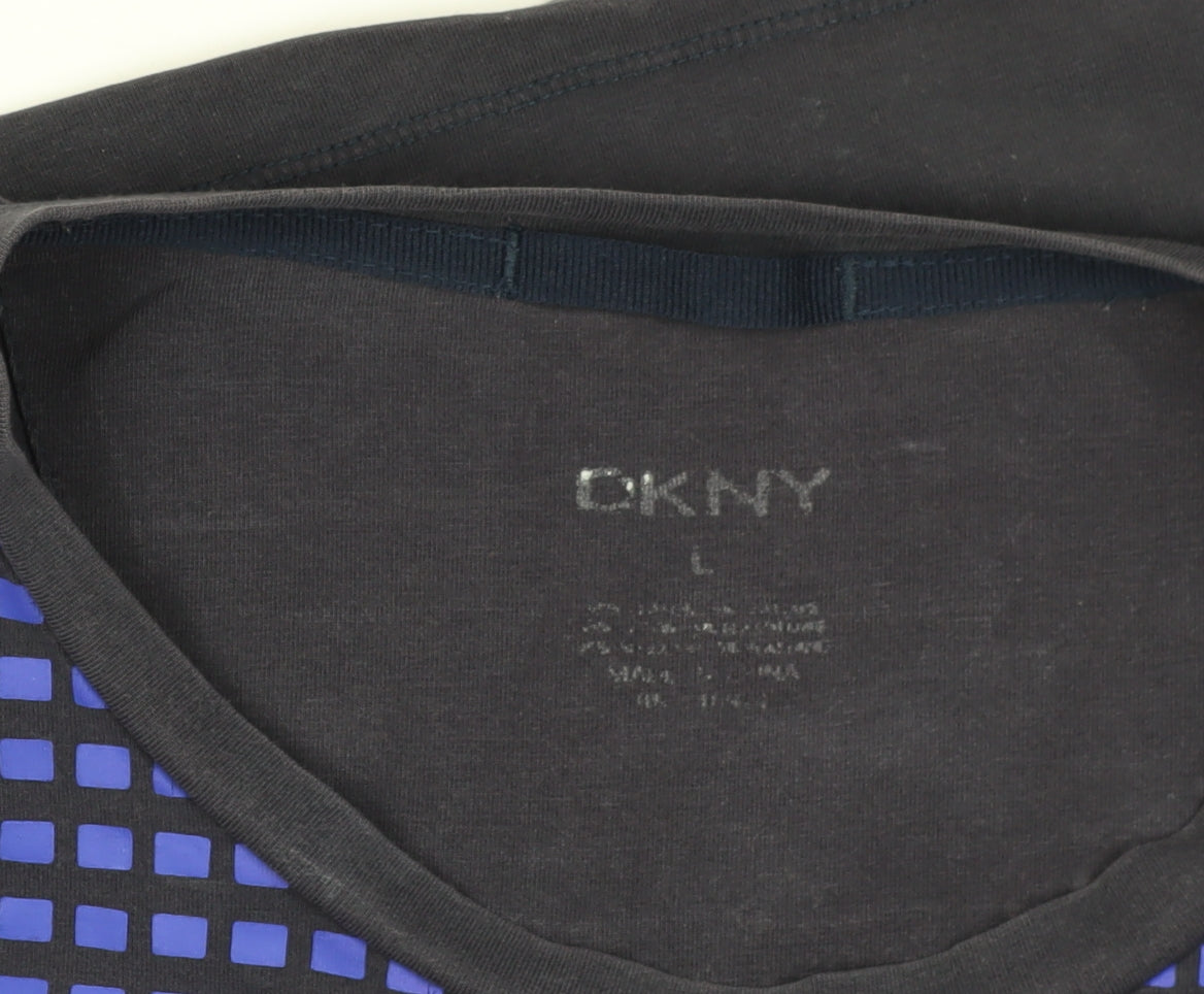DKNY Black Unisex T-Shirt L Casual Short Sleeve Classic
