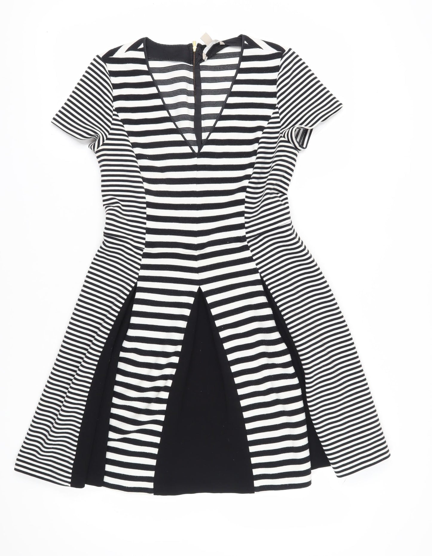 Banana Republic Women Black Striped Fit & Flare Dress Size 8