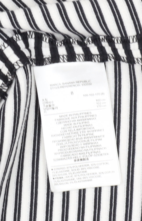 Banana Republic Women Black Striped Fit & Flare Dress Size 8