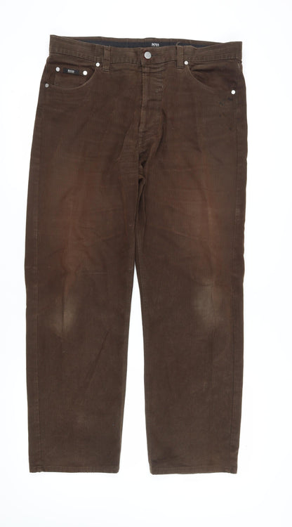 Hugo Boss Men's Brown Corduroy Trousers Size 38