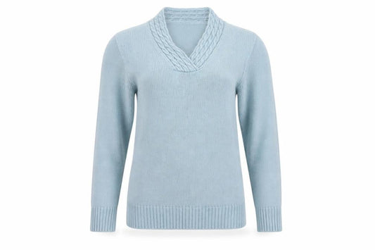 Front view of Honor Millburn Women's Blue Cowl Neck jumper, size S