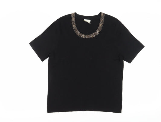 Womens UK Size 12 Eastex Black Basic T-Shirt
