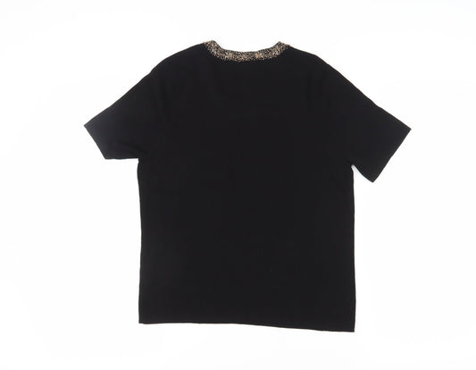 Womens UK Size 12 Eastex Black Basic T-Shirt