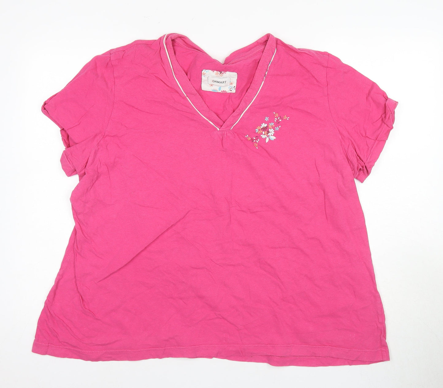 Damart Women's Pink 2XL V-Neck T-Shirt
