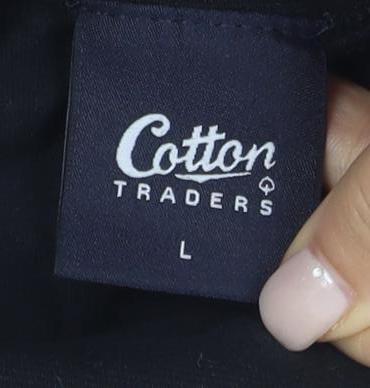 Cotton Traders Men's Black Long Sleeve Polo L