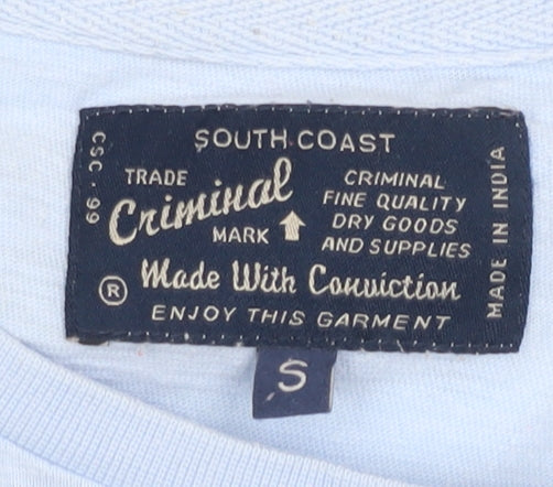Mens UK Size S Criminal Blue  T-Shirt