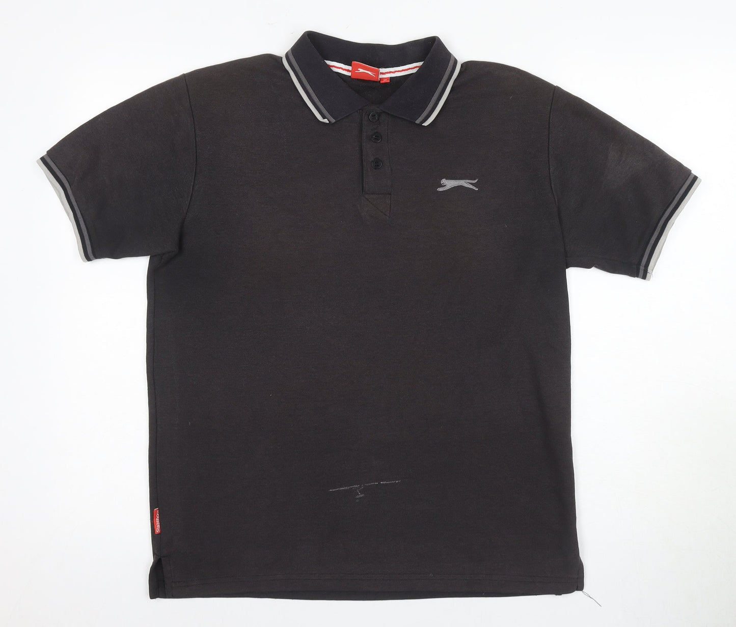 Slazenger Men's Black M Polo Shirt Collared Logo Casual