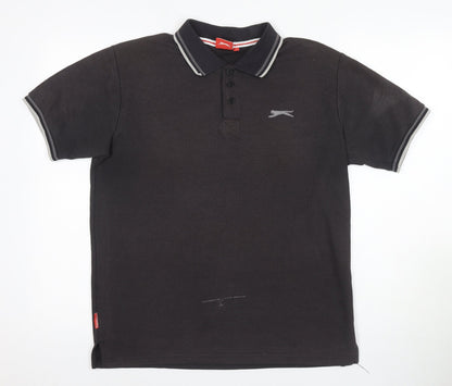 Slazenger Men's Black M Polo Shirt Collared Logo Casual