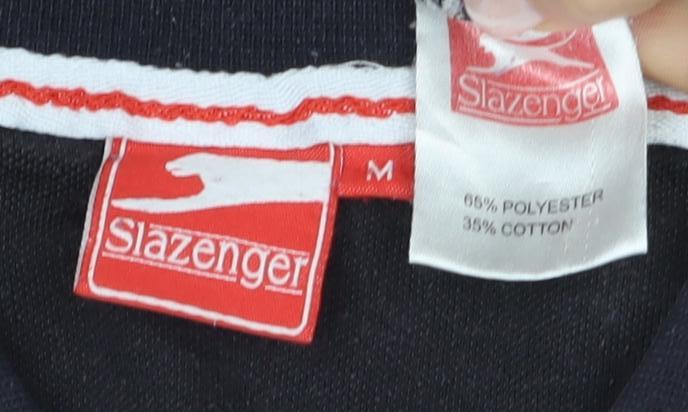 Slazenger Men's Black M Polo Shirt Collared Logo Casual