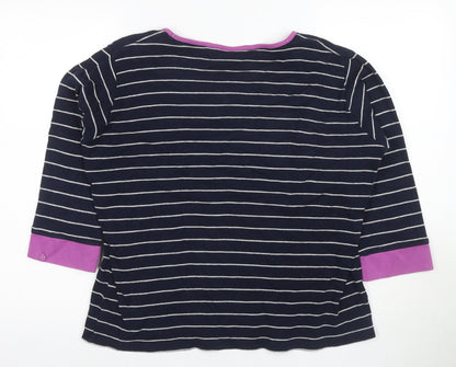 Isle Women's Black Striped 3/4 Sleeve Jersey T-Shirt