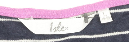 Isle Women's Black Striped 3/4 Sleeve Jersey T-Shirt