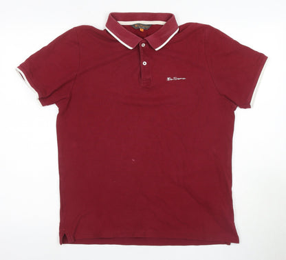 BeSarna Men's Red Polo Shirt M Cotton Casual