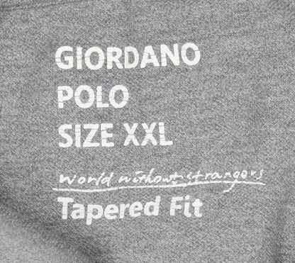 Giordano Men’s Grey 2XL Short Sleeve Polo Shirt