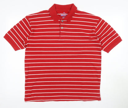 Marks and Spencer Men's Red Striped Polo Shirt S