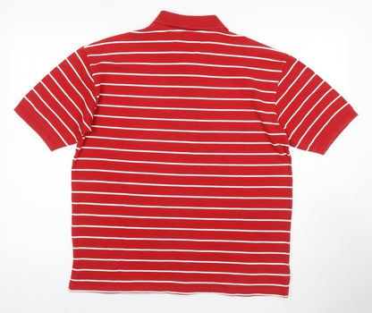 Marks and Spencer Men's Red Striped Polo Shirt S