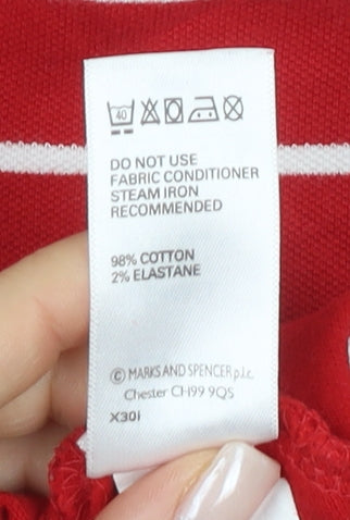 Marks and Spencer Men's Red Striped Polo Shirt S