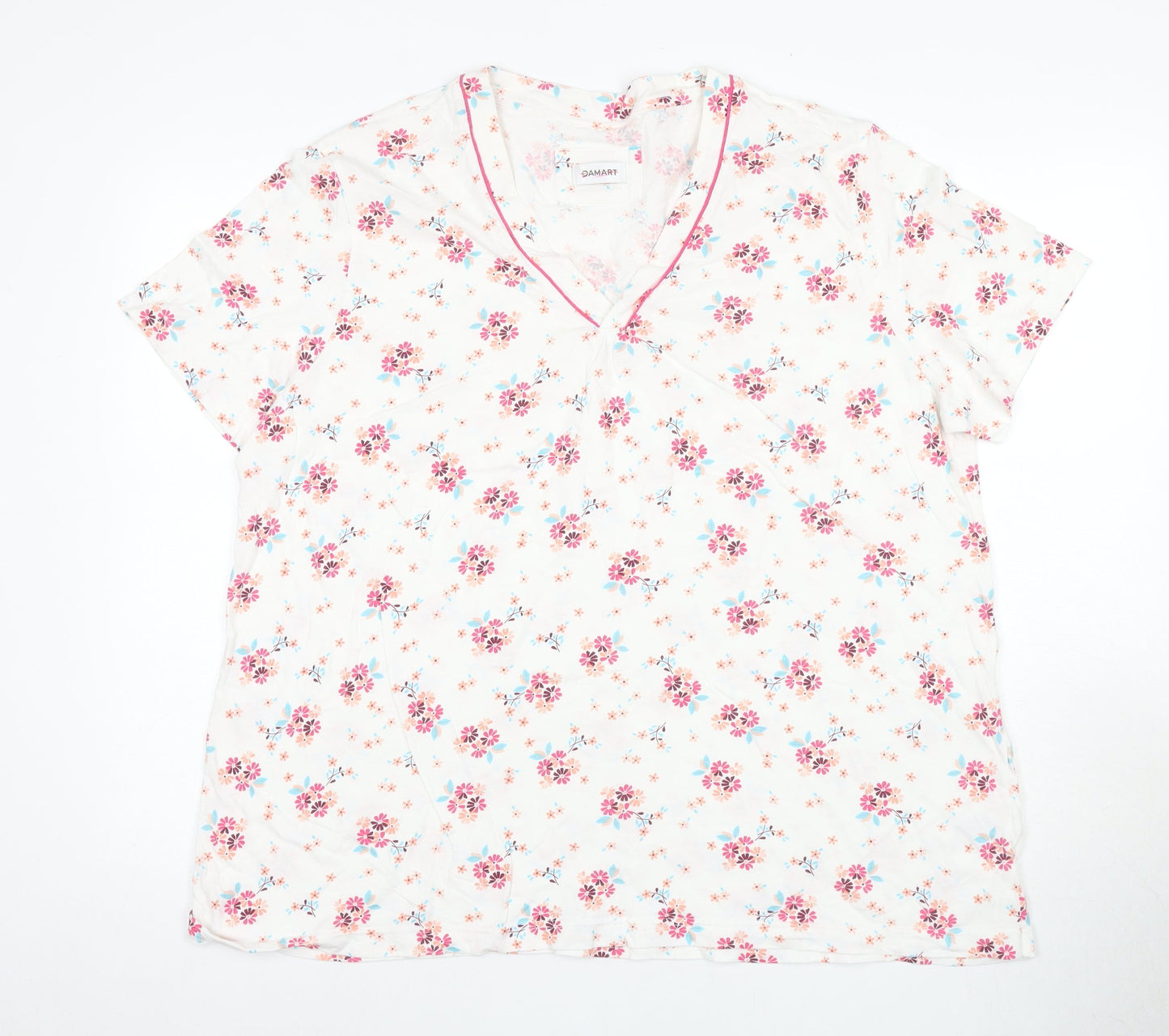 Damart Floral Cotton T-Shirt Women, Multicoloured 2XL Casual