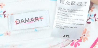 Damart Floral Cotton T-Shirt Women, Multicoloured 2XL Casual