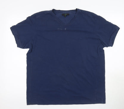 Jasper Conran Men's Blue V-Neck T-Shirt XL