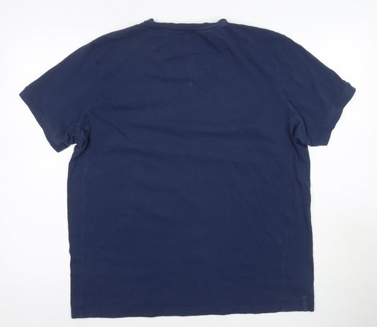 Jasper Conran Men's Blue V-Neck T-Shirt XL