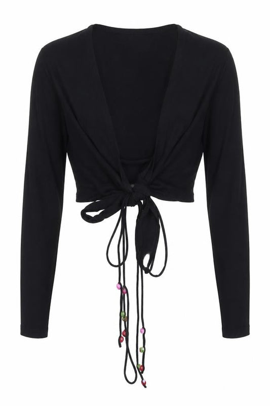 Nicole Cadine Women's Black Cropped Blouse Size 2