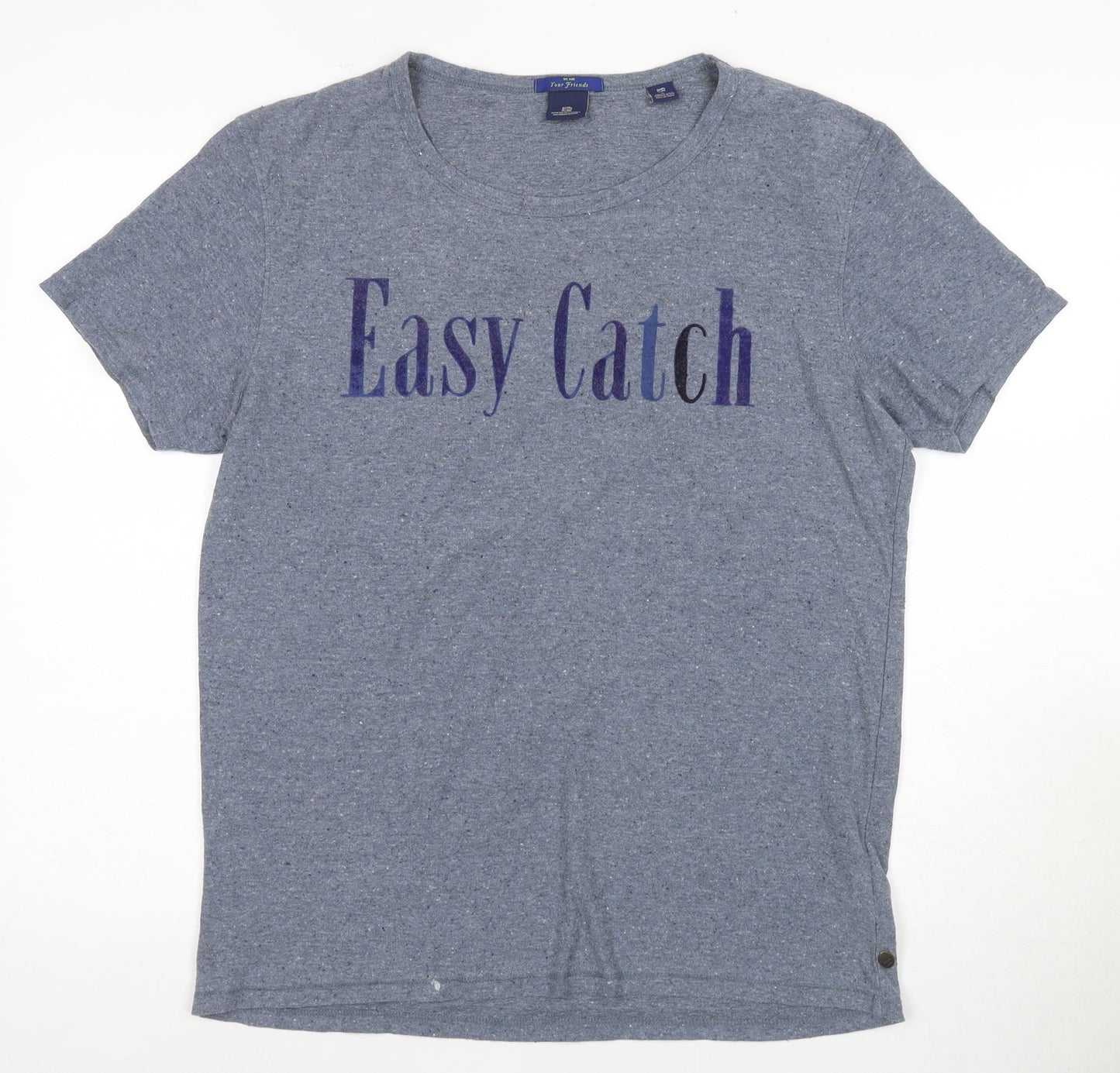 Scotch & Soda Men's Blue L T-Shirt, Short Sleeve, Graphic