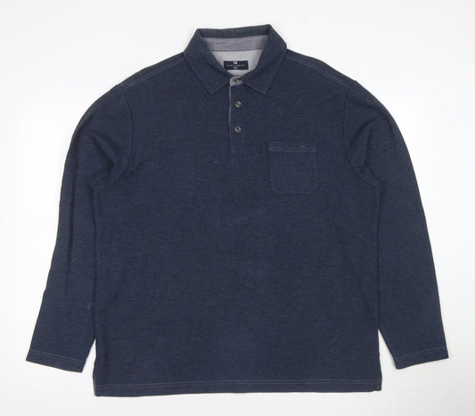 Marks and Spencer Men's Blue Polo Large