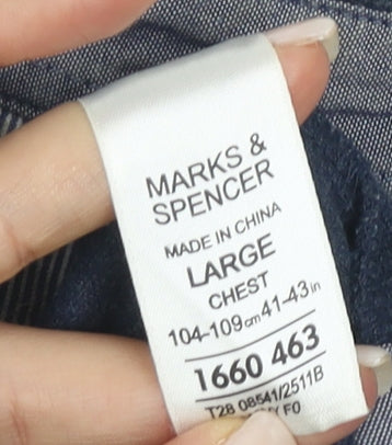 Marks and Spencer Men's Blue Polo Large