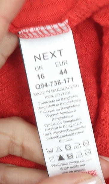 Womens UK Size 16 NEXT Red Tunic Blouse