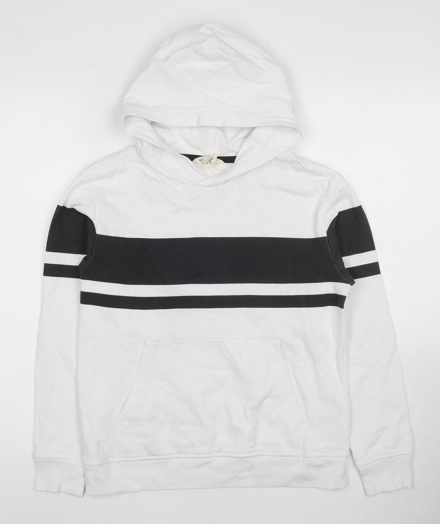 H&M Boys White Pullover Hoodie, Size 18 Plus, Casual Style