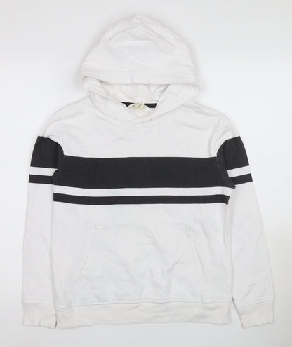 H&M Boys White Pullover Hoodie, Size 18 Plus, Casual Style
